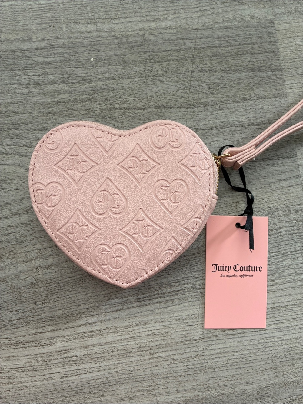 Juicy Couture Blush Pink Heart Wristlet Coin wallet with Heart Charm - Picture 5 of 6